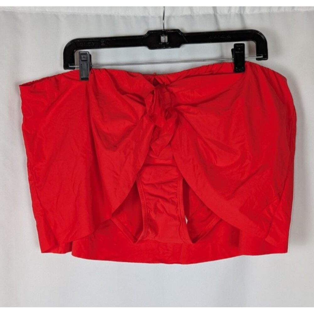 Time and Tru Women's Knotted Tie Front Swim Skirt Orange 1X 16W-18W Pool Beach